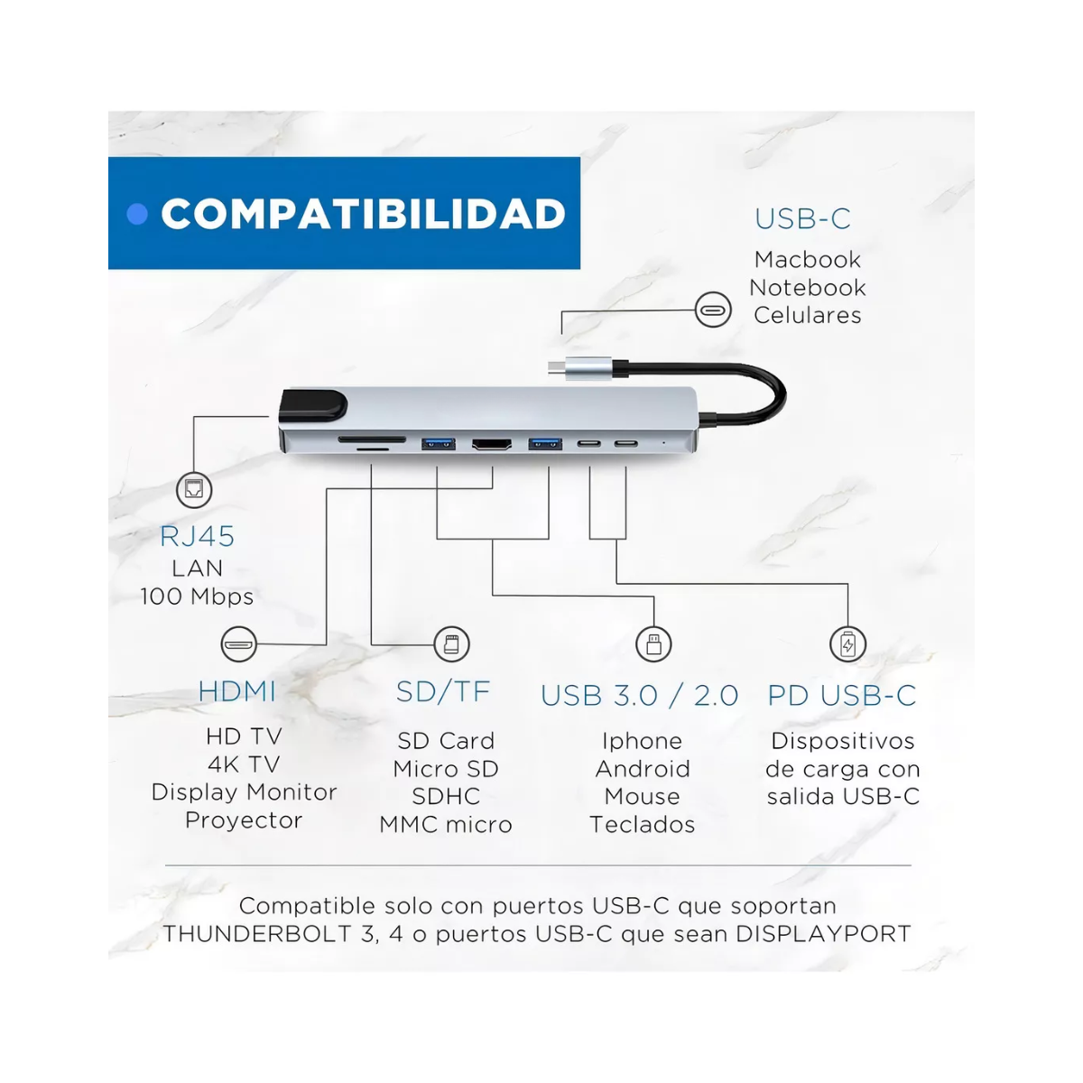 Hub Tipo C 8 En 1 BYL-2017L